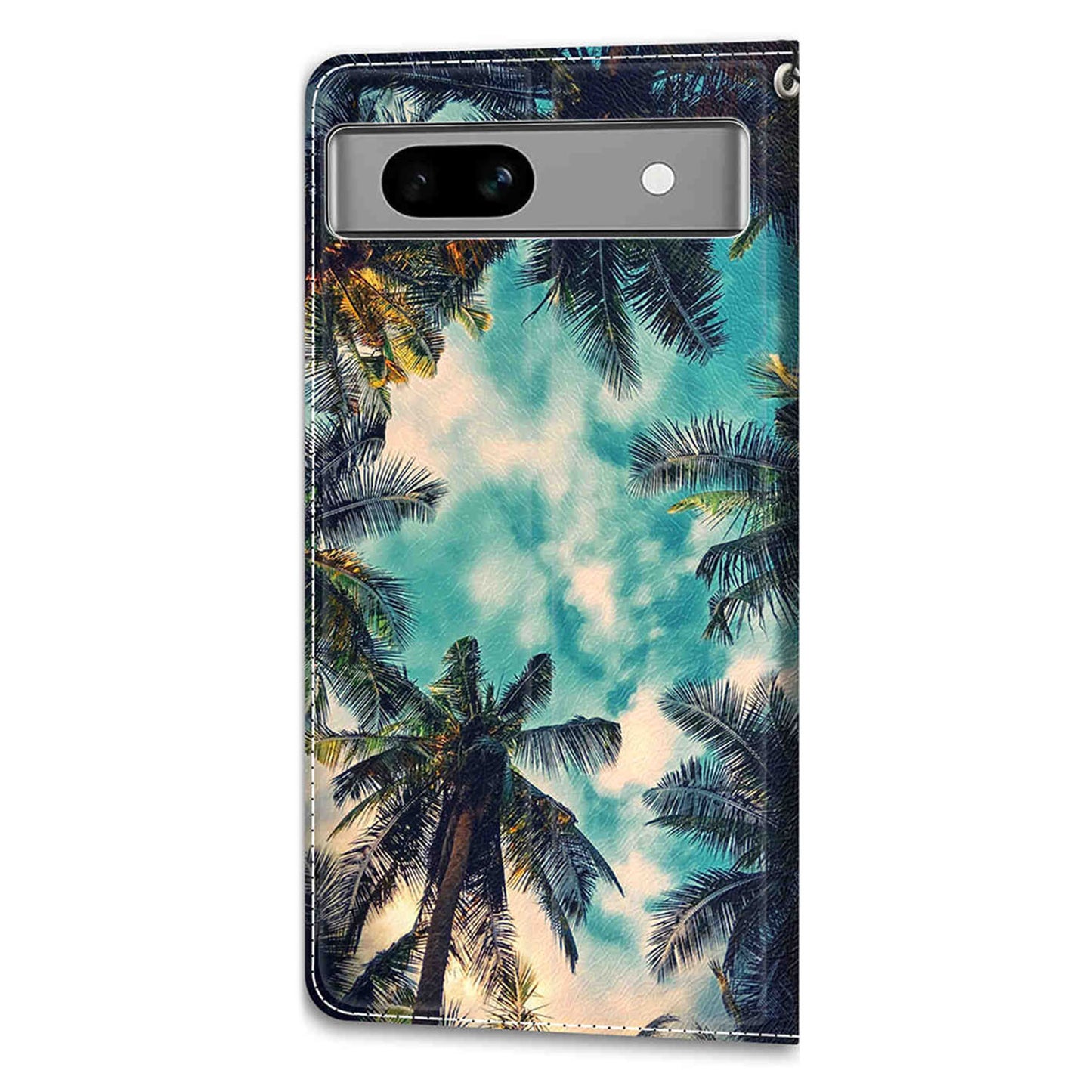 For Google Pixel 7a PU Leather Pattern Printing Case Card Slots Stand Phone Cover with Strap