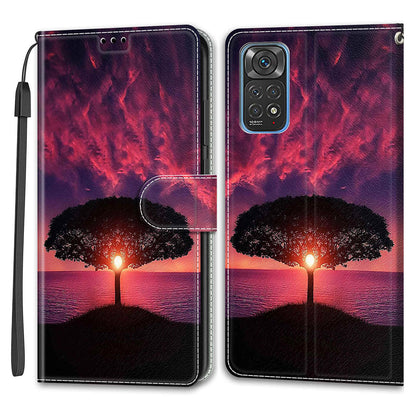 Leather Phone Case for Xiaomi Redmi Note 11 4G (Qualcomm) / Note 11S 4G , Pattern Printing Card Slots Stand Flip Cover