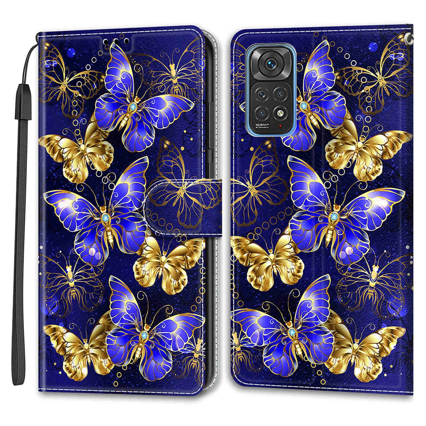 Leather Phone Case for Xiaomi Redmi Note 11 4G (Qualcomm) / Note 11S 4G , Pattern Printing Card Slots Stand Flip Cover