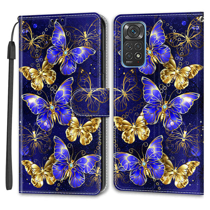 Leather Phone Case for Xiaomi Redmi Note 11 4G (Qualcomm) / Note 11S 4G , Pattern Printing Card Slots Stand Flip Cover