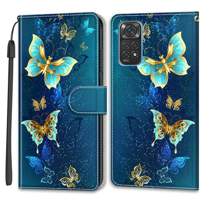 Leather Phone Case for Xiaomi Redmi Note 11 4G (Qualcomm) / Note 11S 4G , Pattern Printing Card Slots Stand Flip Cover
