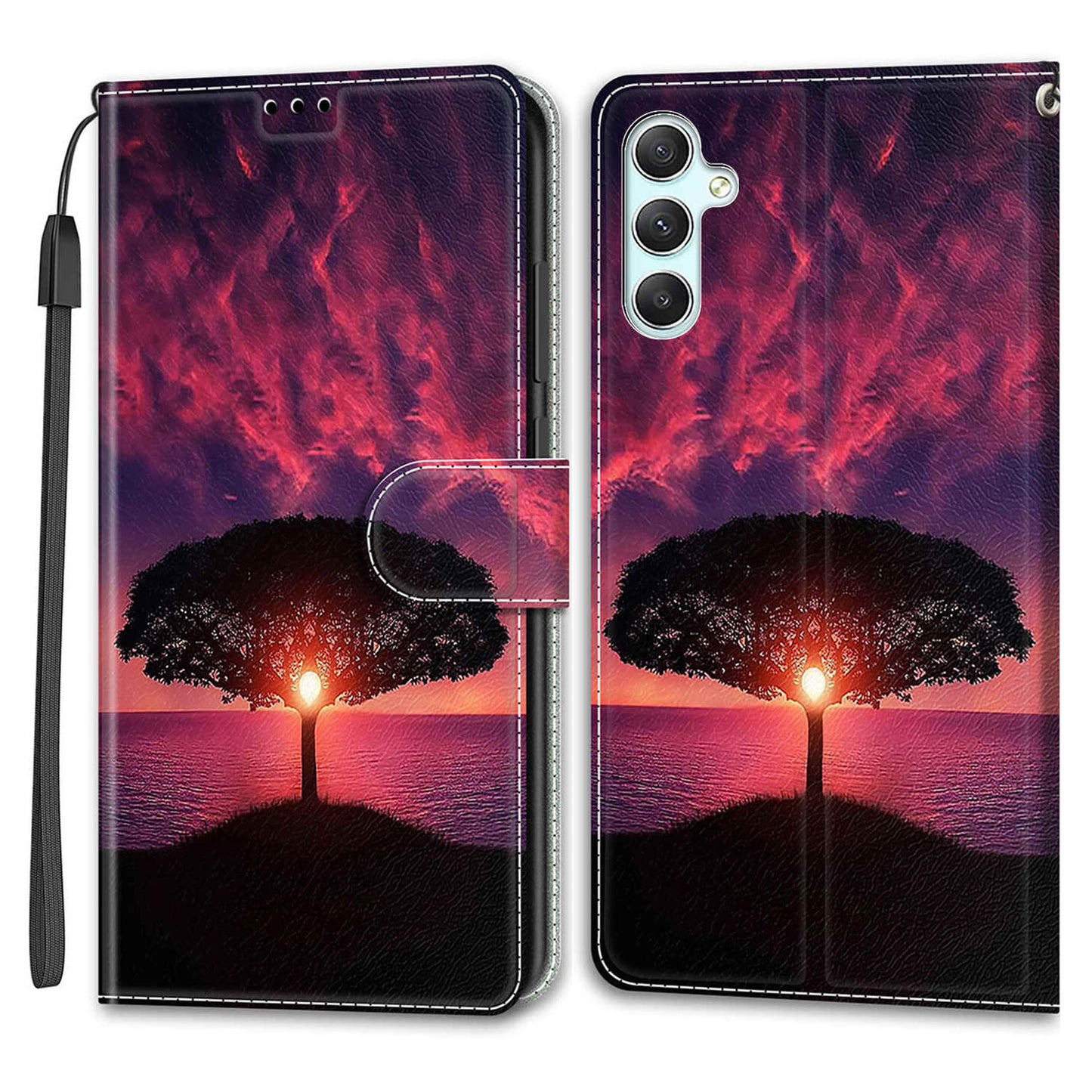 Shockproof Case for Samsung Galaxy A34 5G Card Slots Stand Phone Case Pattern Printed Leather Cover