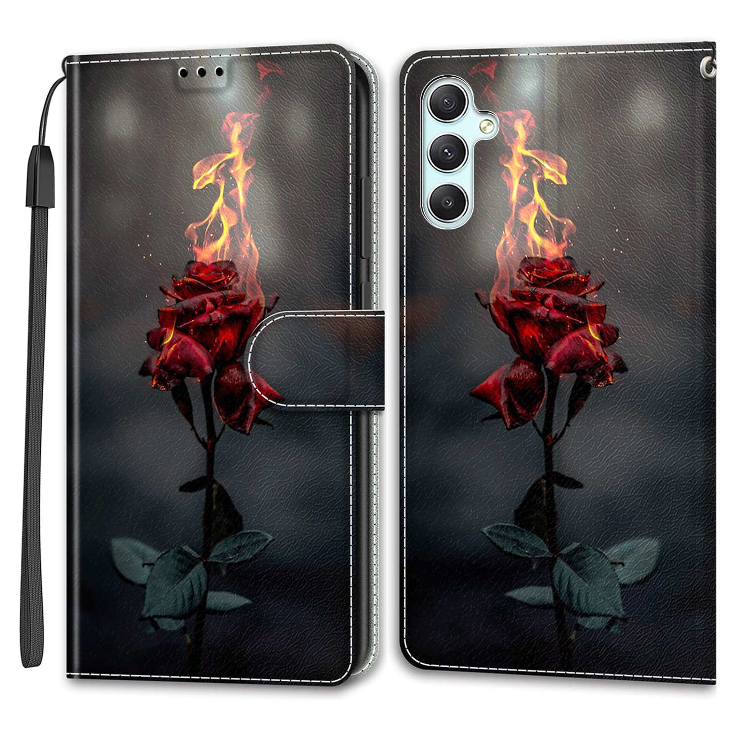 Shockproof Case for Samsung Galaxy A34 5G Card Slots Stand Phone Case Pattern Printed Leather Cover