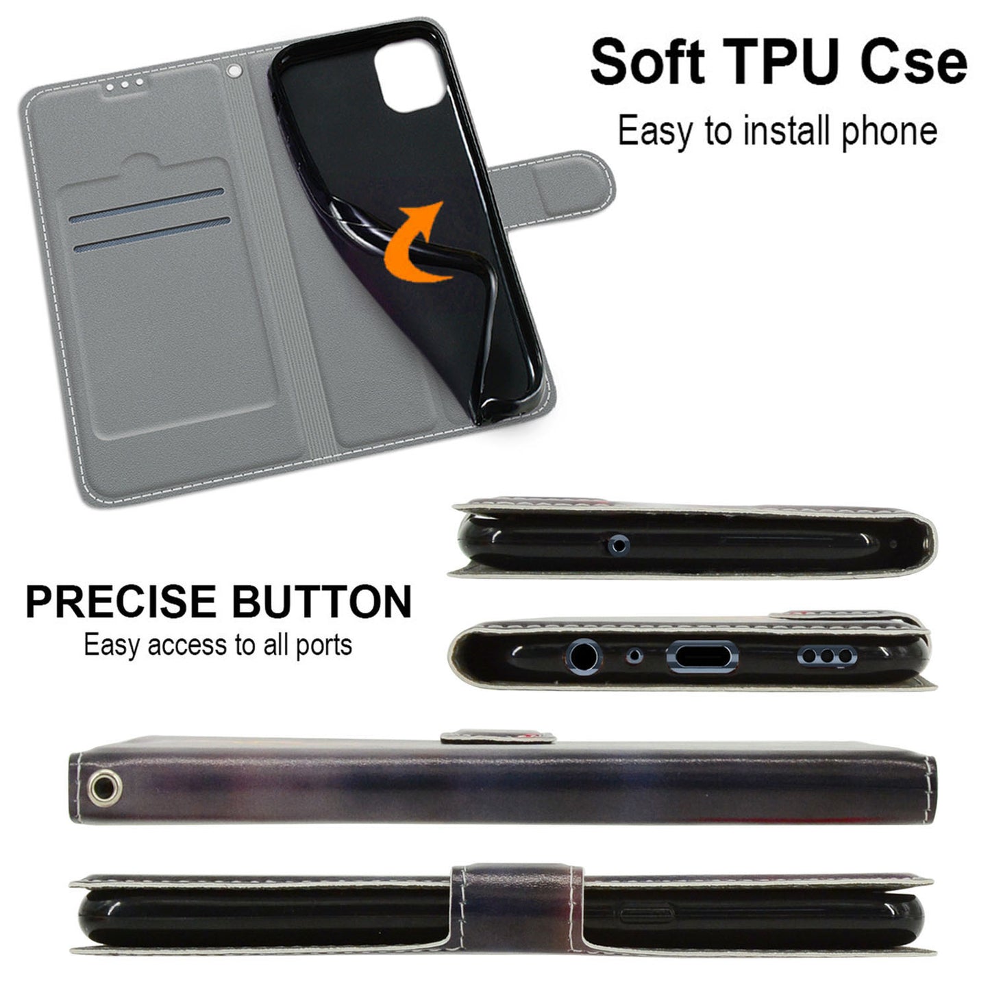 Shockproof Case for Samsung Galaxy A34 5G Card Slots Stand Phone Case Pattern Printed Leather Cover