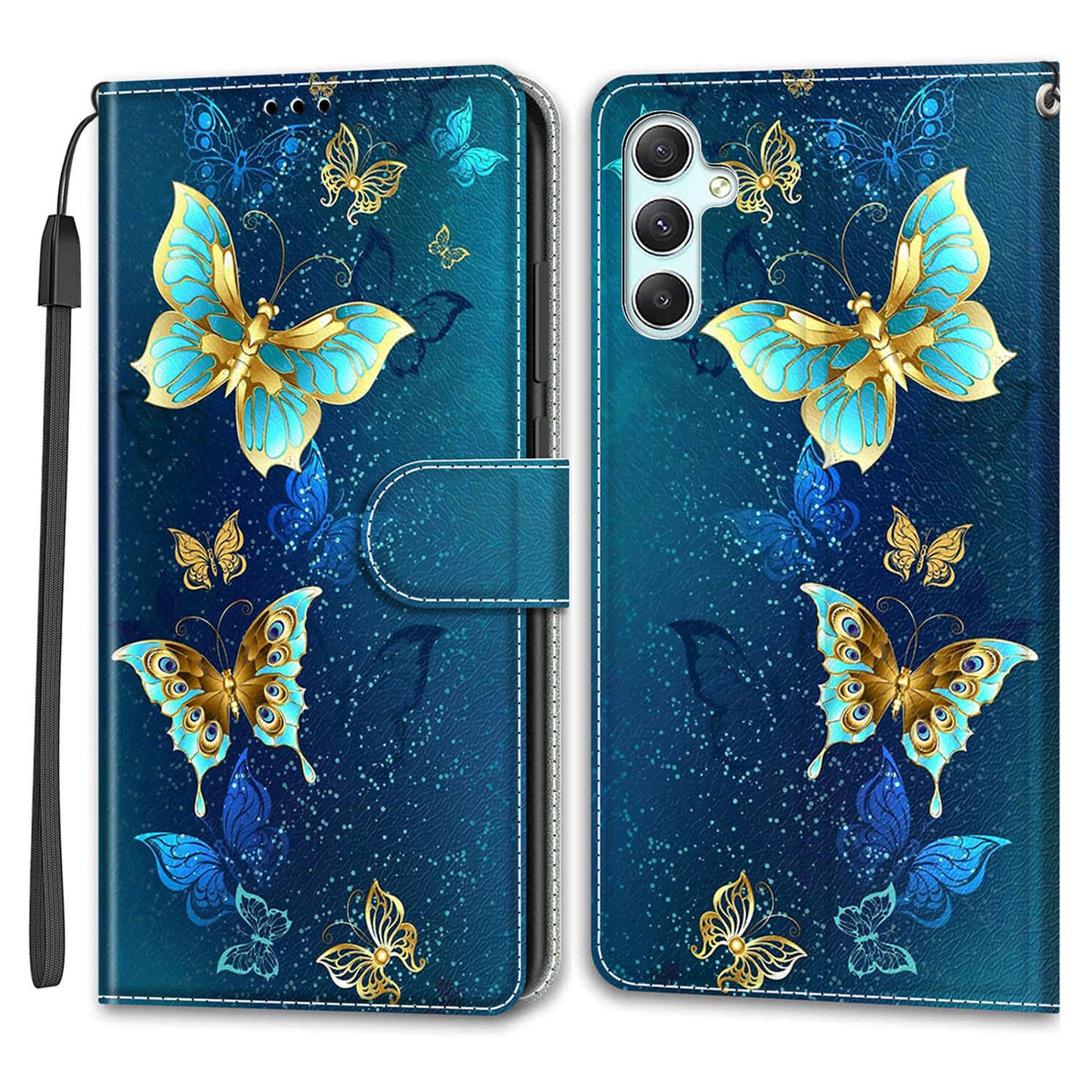 Shockproof Case for Samsung Galaxy A34 5G Card Slots Stand Phone Case Pattern Printed Leather Cover