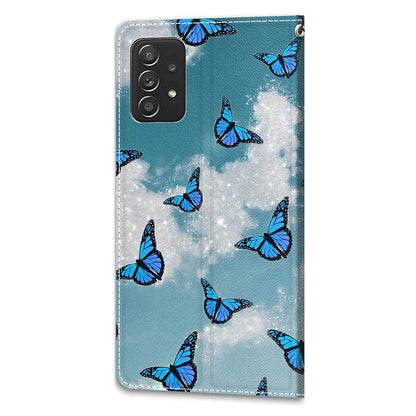 Phone Case for Samsung Galaxy A53 5G Card Slots Phone Shell Pattern Printed Leather Cover with Stand, Strap