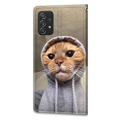 Phone Case for Samsung Galaxy A53 5G Card Slots Phone Shell Pattern Printed Leather Cover with Stand, Strap