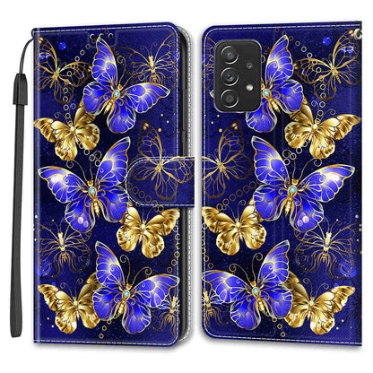 Phone Case for Samsung Galaxy A53 5G Card Slots Phone Shell Pattern Printed Leather Cover with Stand, Strap