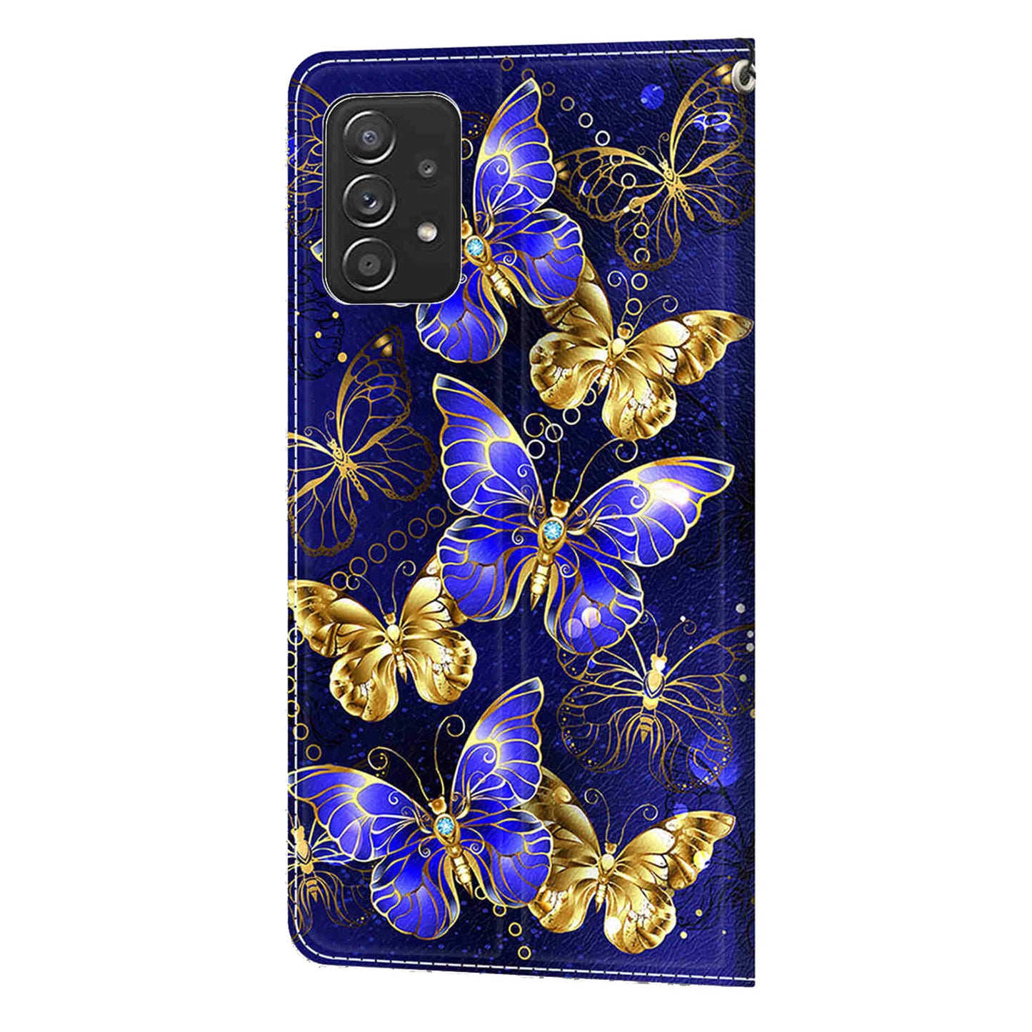 Phone Case for Samsung Galaxy A53 5G Card Slots Phone Shell Pattern Printed Leather Cover with Stand, Strap