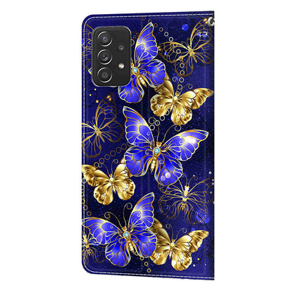 Phone Case for Samsung Galaxy A53 5G Card Slots Phone Shell Pattern Printed Leather Cover with Stand, Strap