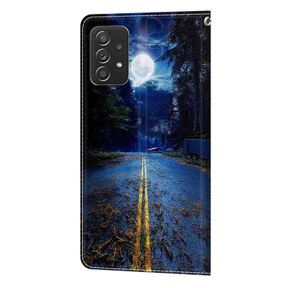 Phone Case for Samsung Galaxy A53 5G Card Slots Phone Shell Pattern Printed Leather Cover with Stand, Strap