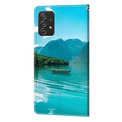 Phone Case for Samsung Galaxy A53 5G Card Slots Phone Shell Pattern Printed Leather Cover with Stand, Strap