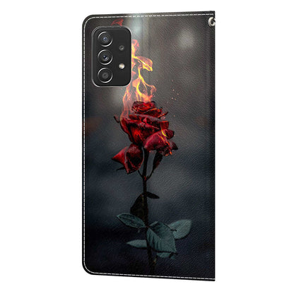 Phone Case for Samsung Galaxy A53 5G Card Slots Phone Shell Pattern Printed Leather Cover with Stand, Strap