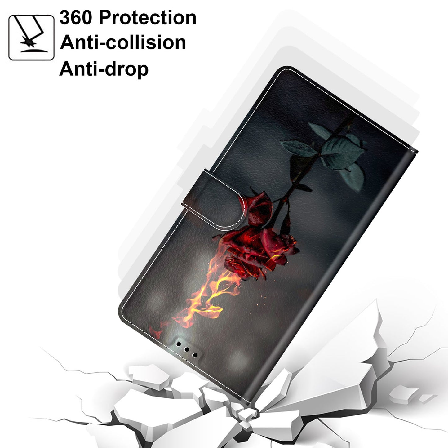 Phone Case for Samsung Galaxy A53 5G Card Slots Phone Shell Pattern Printed Leather Cover with Stand, Strap