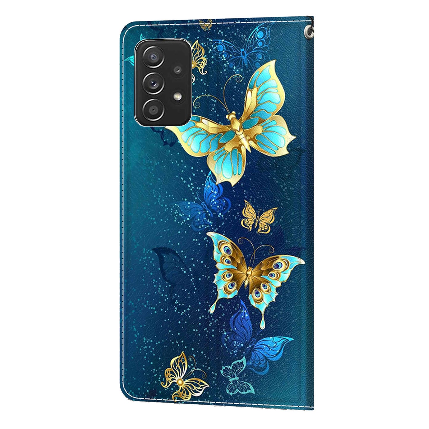 Phone Case for Samsung Galaxy A53 5G Card Slots Phone Shell Pattern Printed Leather Cover with Stand, Strap