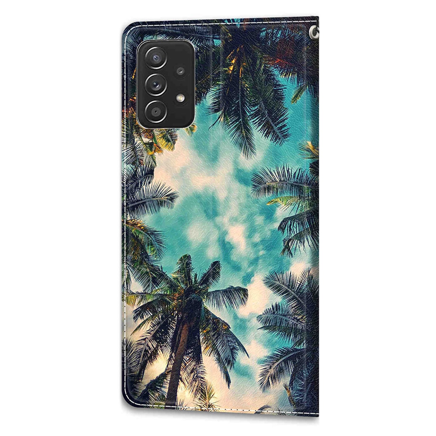 Phone Case for Samsung Galaxy A53 5G Card Slots Phone Shell Pattern Printed Leather Cover with Stand, Strap