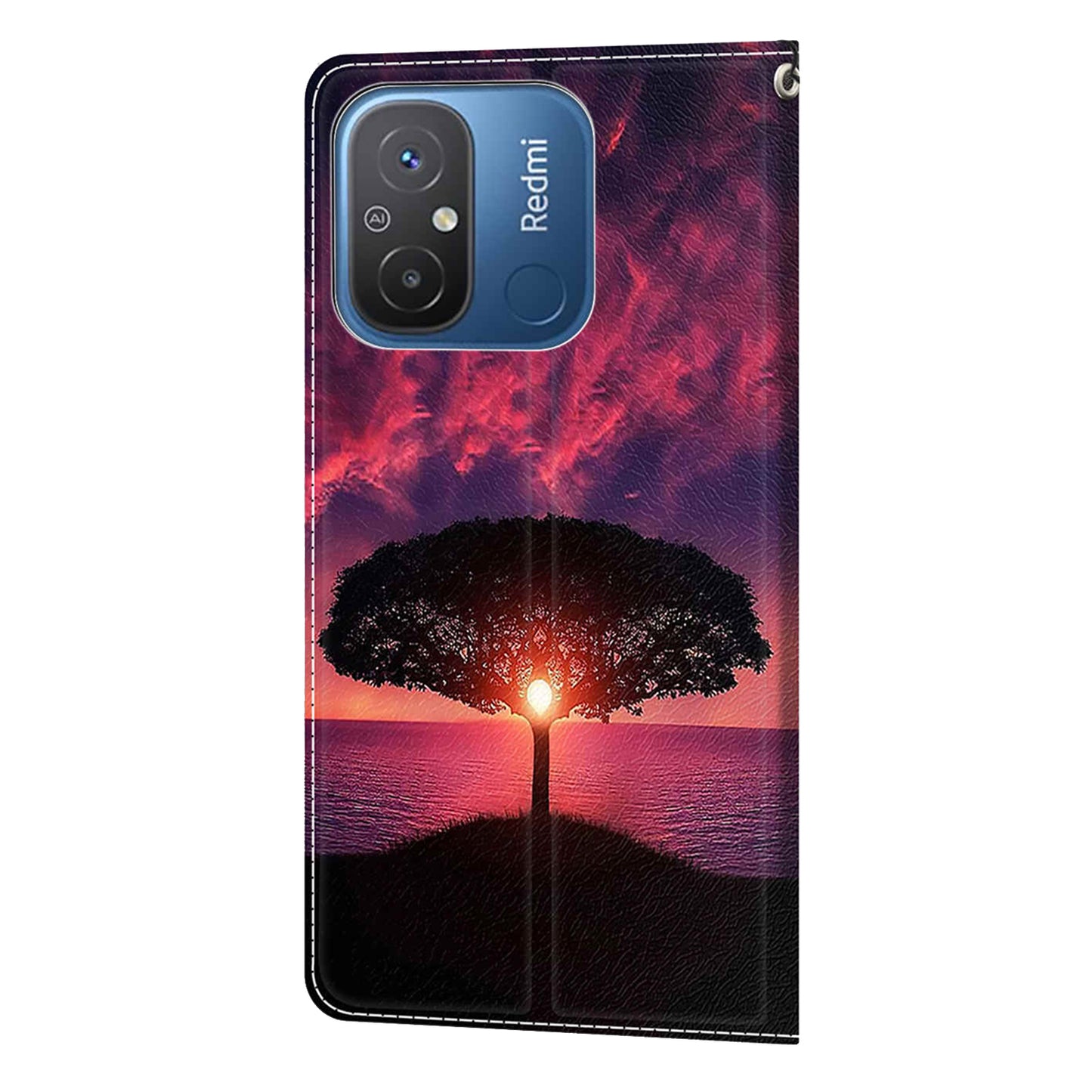 Pattern Printed Leather Cover for Xiaomi Redmi 12C 4G Anti-Drop Phone Case with Stand, Strap