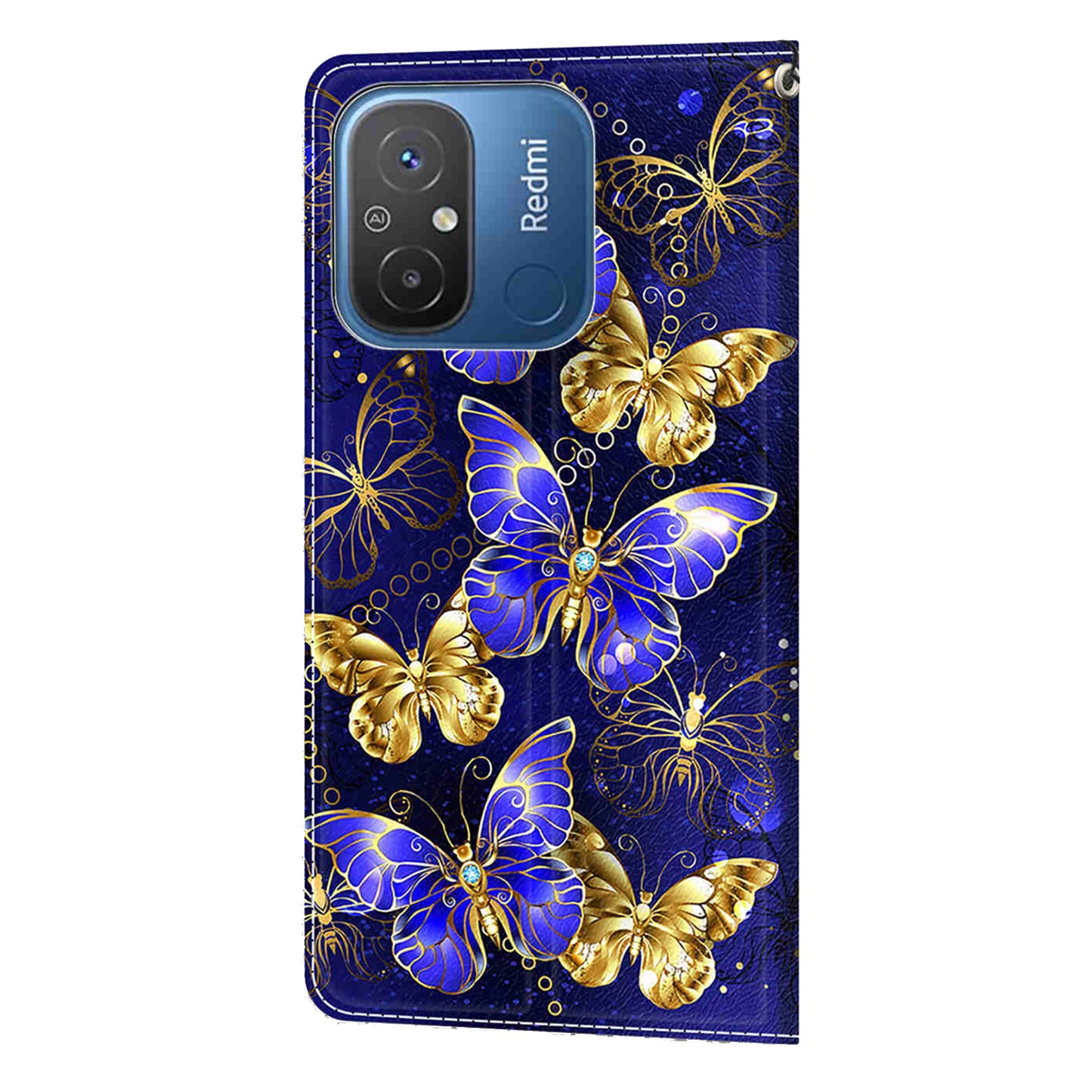 Pattern Printed Leather Cover for Xiaomi Redmi 12C 4G Anti-Drop Phone Case with Stand, Strap