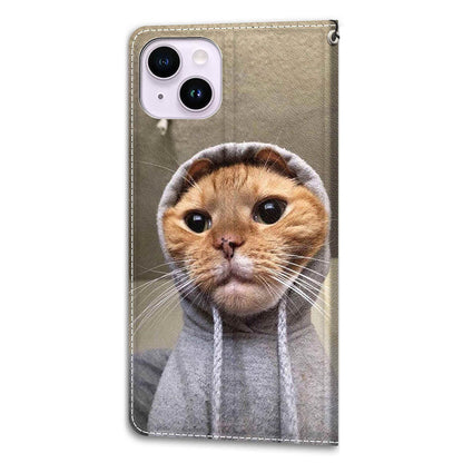 Leather Case for iPhone 14 , Pattern Printed Card Holder Stand Phone Cover