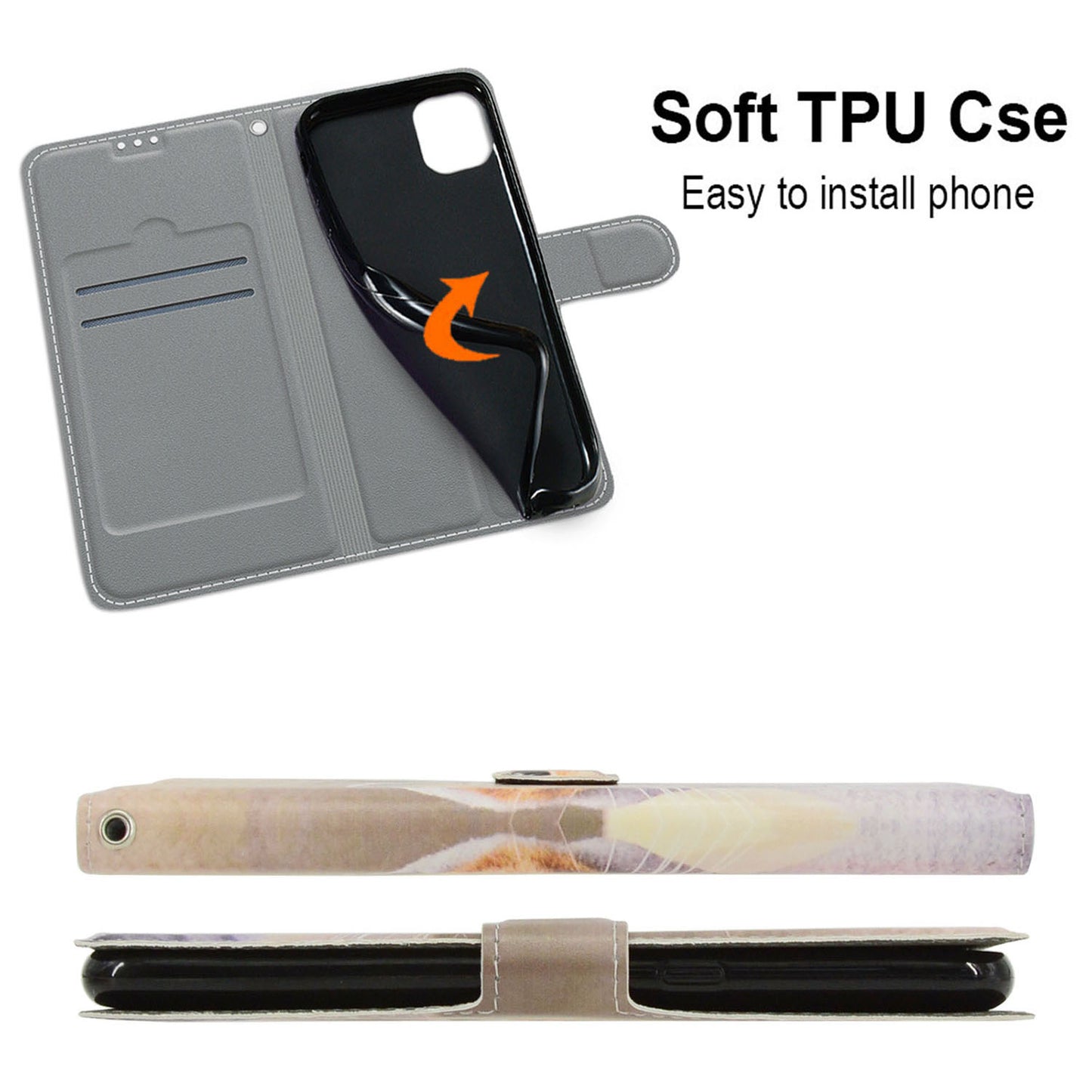 Leather Case for iPhone 14 , Pattern Printed Card Holder Stand Phone Cover