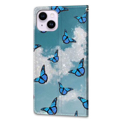 Leather Case for iPhone 14 , Pattern Printed Card Holder Stand Phone Cover