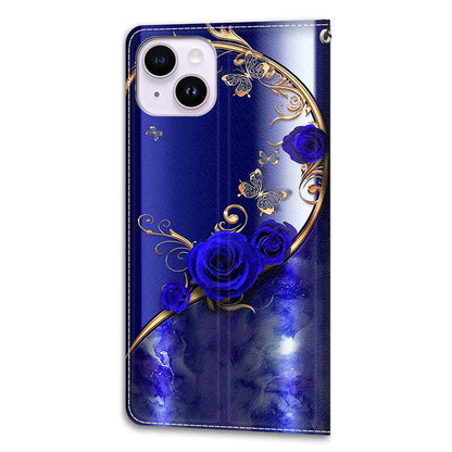 Leather Case for iPhone 14 , Pattern Printed Card Holder Stand Phone Cover