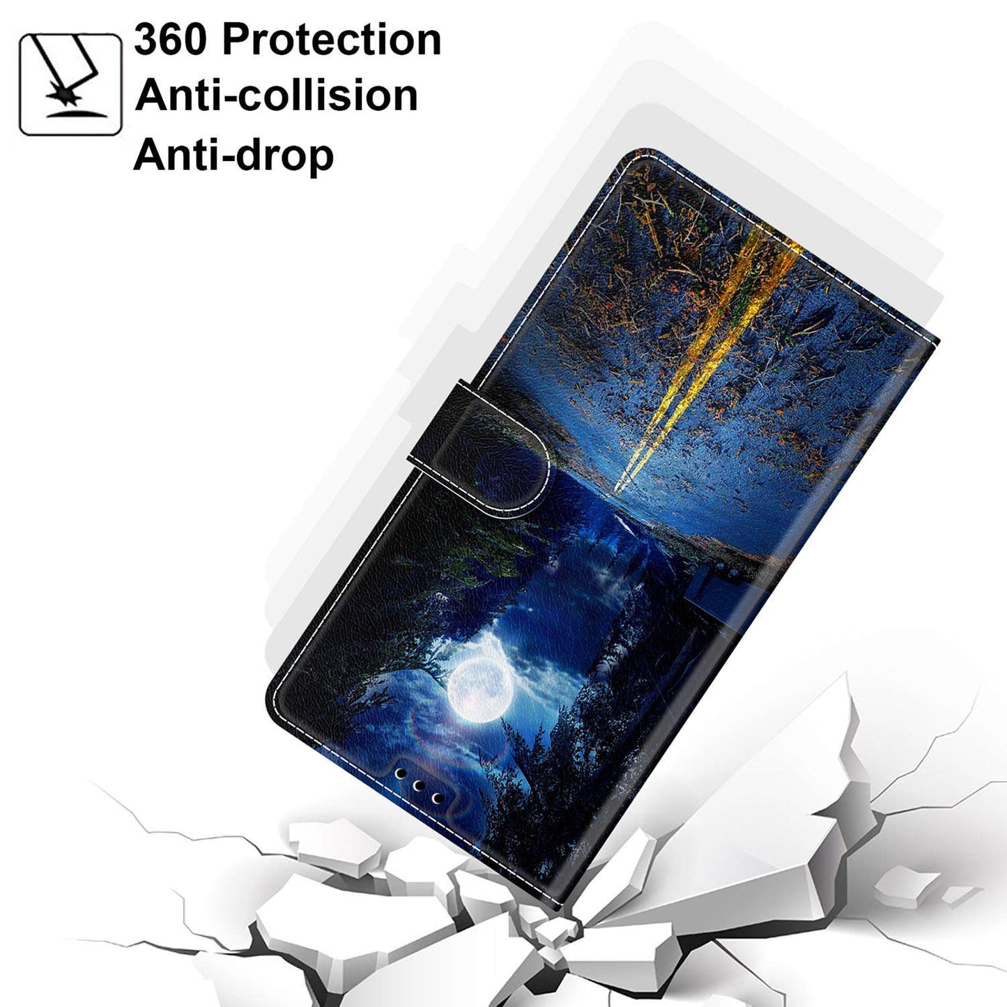 Leather Case for iPhone 14 , Pattern Printed Card Holder Stand Phone Cover