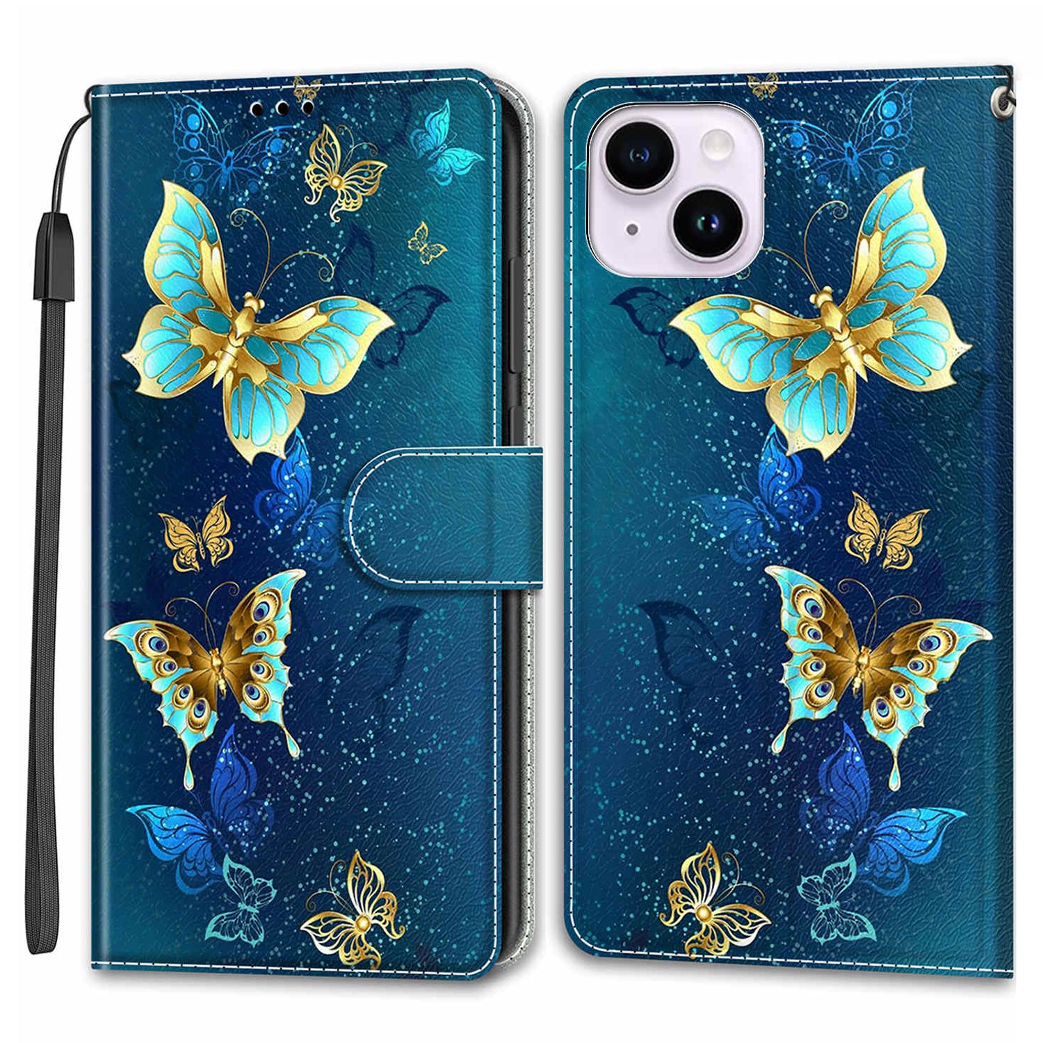 Leather Case for iPhone 14 , Pattern Printed Card Holder Stand Phone Cover