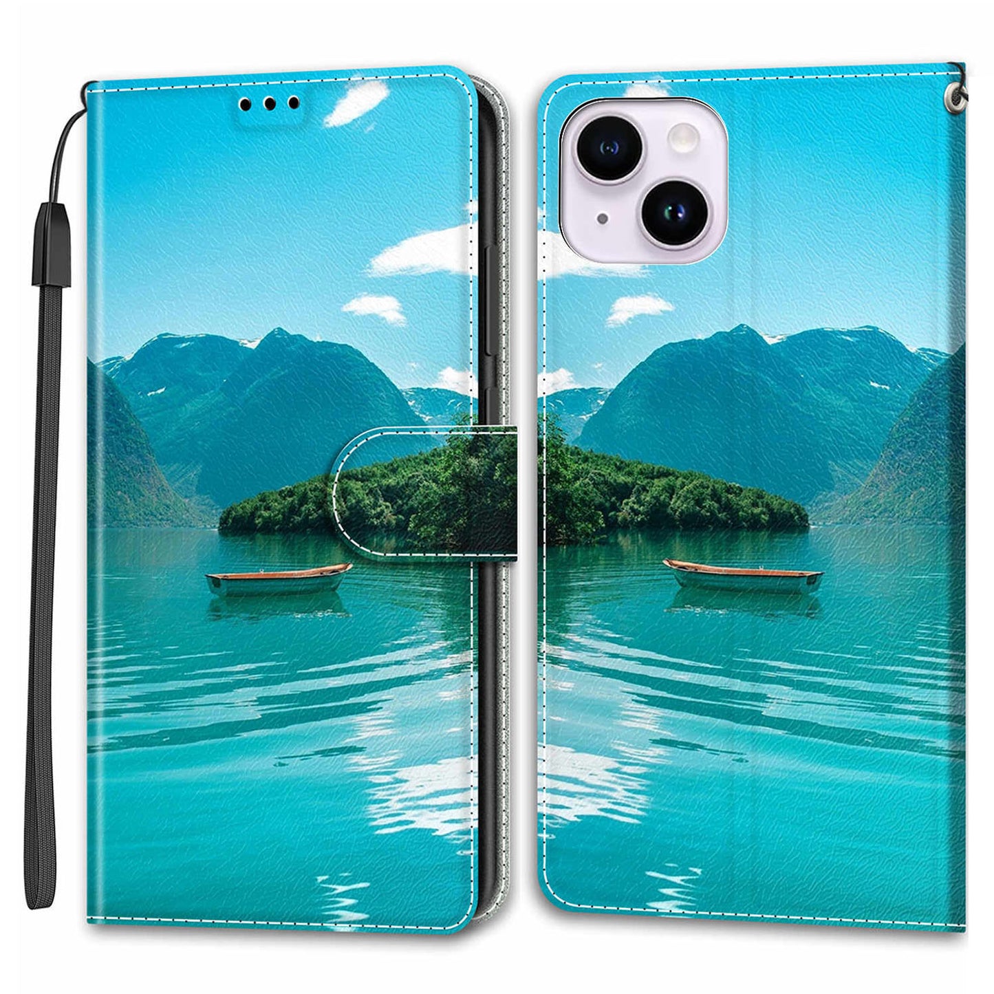 Leather Case for iPhone 14 , Pattern Printed Card Holder Stand Phone Cover