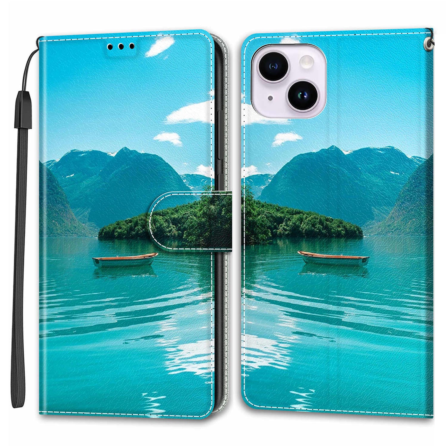 Leather Case for iPhone 14 , Pattern Printed Card Holder Stand Phone Cover