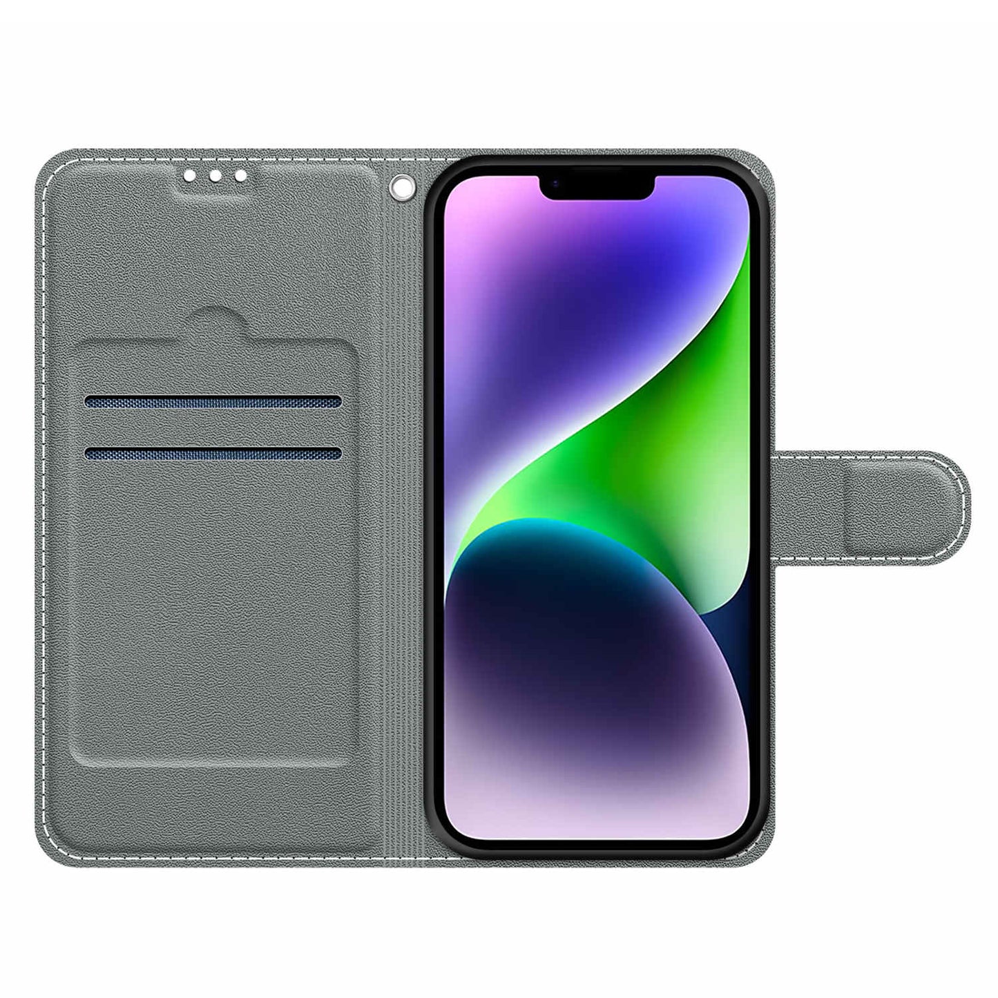 Leather Case for iPhone 14 , Pattern Printed Card Holder Stand Phone Cover