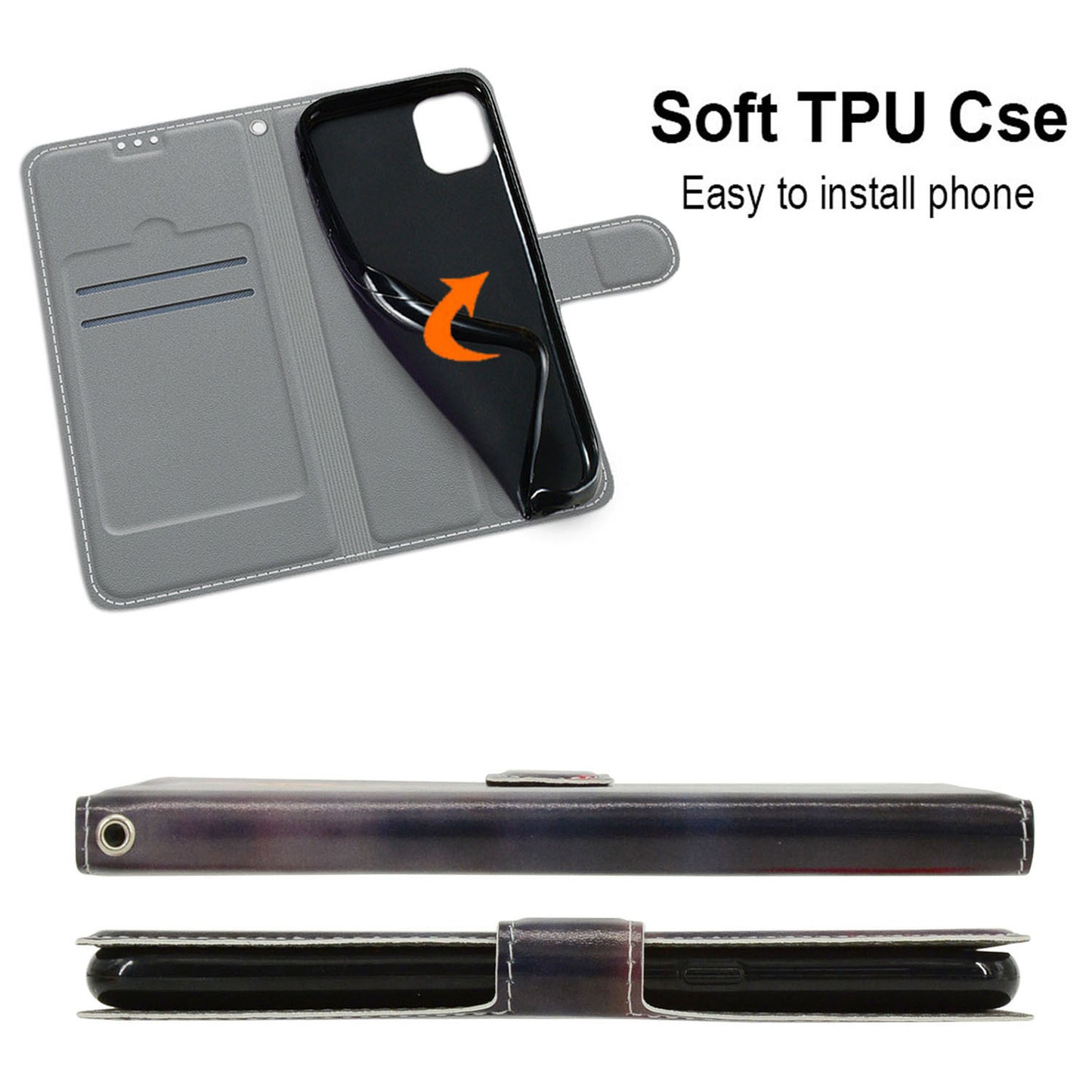 Leather Case for iPhone 14 , Pattern Printed Card Holder Stand Phone Cover