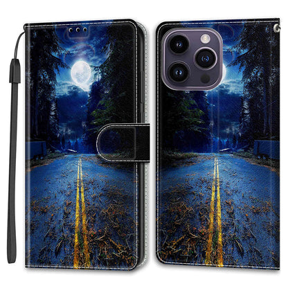 For iPhone 14 Pro Pattern Printing Leather Phone Case Card Slots Flip Stand Cover