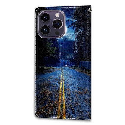 For iPhone 14 Pro Pattern Printing Leather Phone Case Card Slots Flip Stand Cover