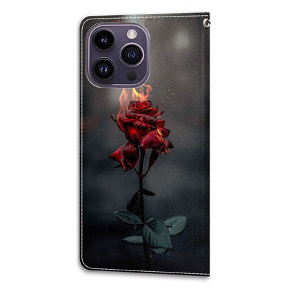 For iPhone 14 Pro Pattern Printing Leather Phone Case Card Slots Flip Stand Cover