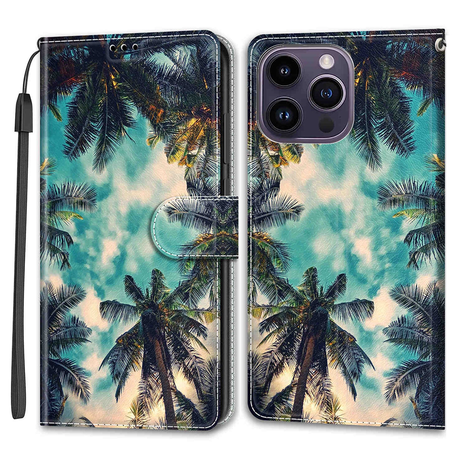 For iPhone 14 Pro Pattern Printing Leather Phone Case Card Slots Flip Stand Cover