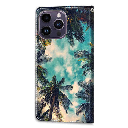 For iPhone 14 Pro Pattern Printing Leather Phone Case Card Slots Flip Stand Cover