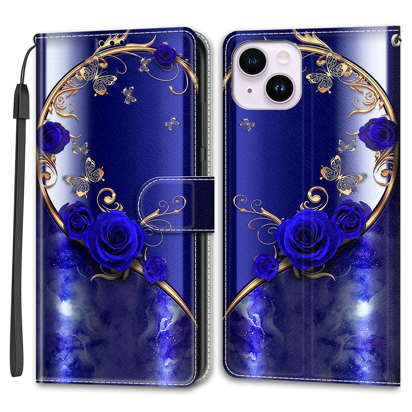 For iPhone 14 Plus PU Leather Pattern Printing Case Card Holder Phone Cover with Stand