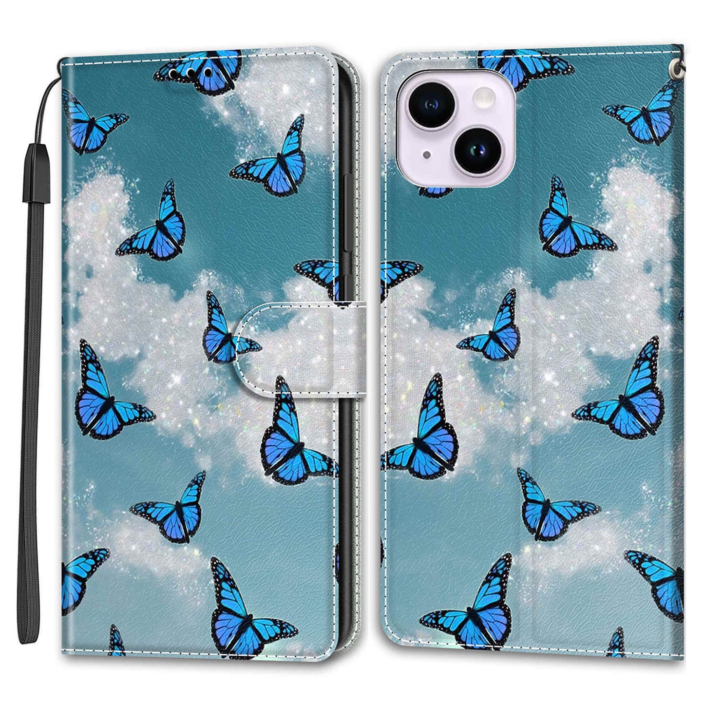For iPhone 14 Plus PU Leather Pattern Printing Case Card Holder Phone Cover with Stand
