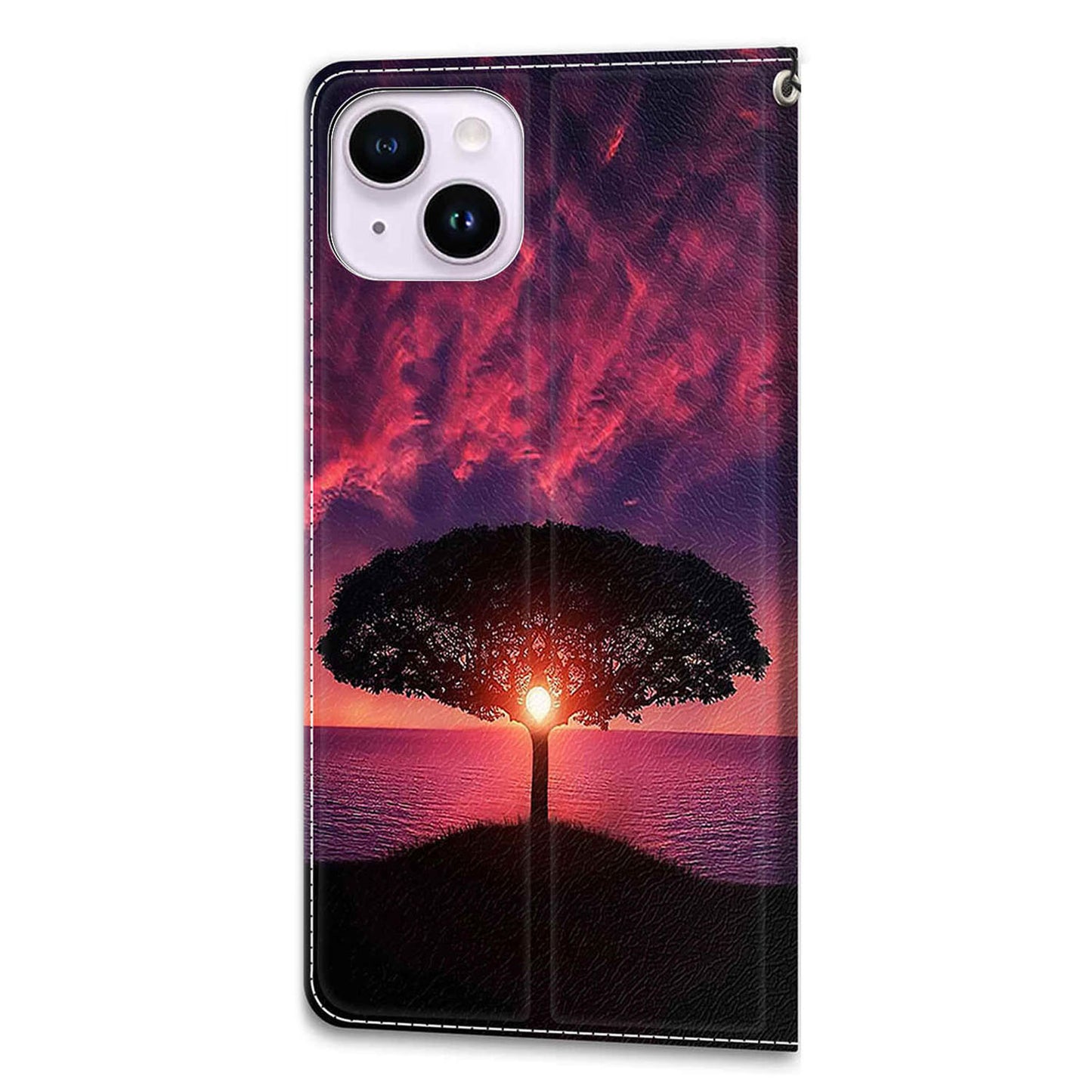 For iPhone 14 Plus PU Leather Pattern Printing Case Card Holder Phone Cover with Stand