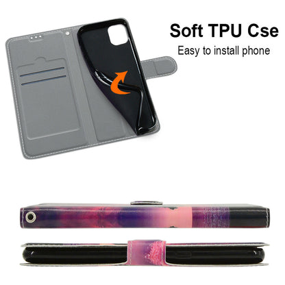 For iPhone 14 Plus PU Leather Pattern Printing Case Card Holder Phone Cover with Stand