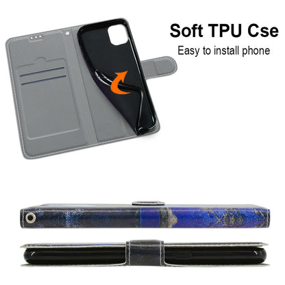 For iPhone 14 Plus PU Leather Pattern Printing Case Card Holder Phone Cover with Stand