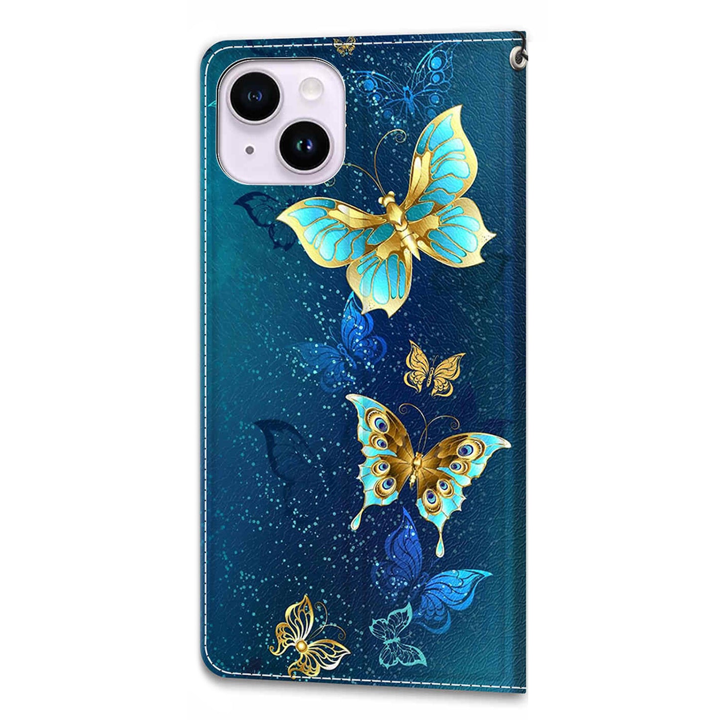 For iPhone 14 Plus PU Leather Pattern Printing Case Card Holder Phone Cover with Stand