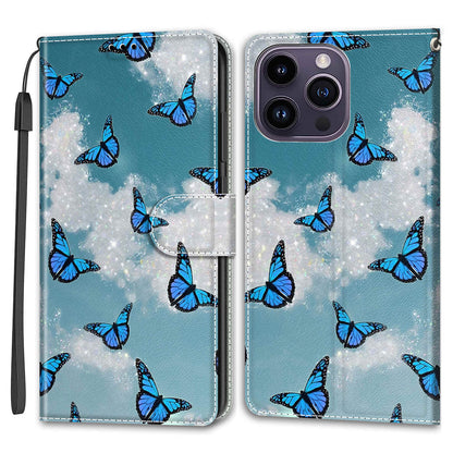For iPhone 14 Pro Max Pattern Printed Leather Phone Case Card Holder Flip Stand Cover