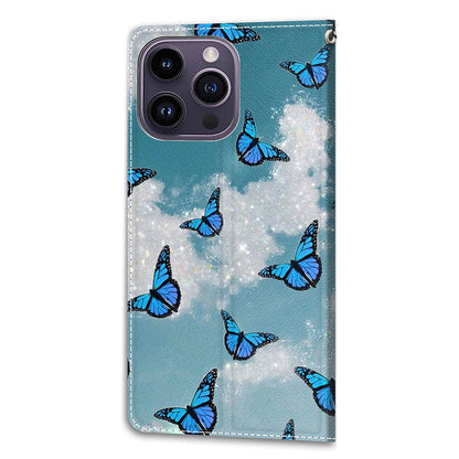 For iPhone 14 Pro Max Pattern Printed Leather Phone Case Card Holder Flip Stand Cover