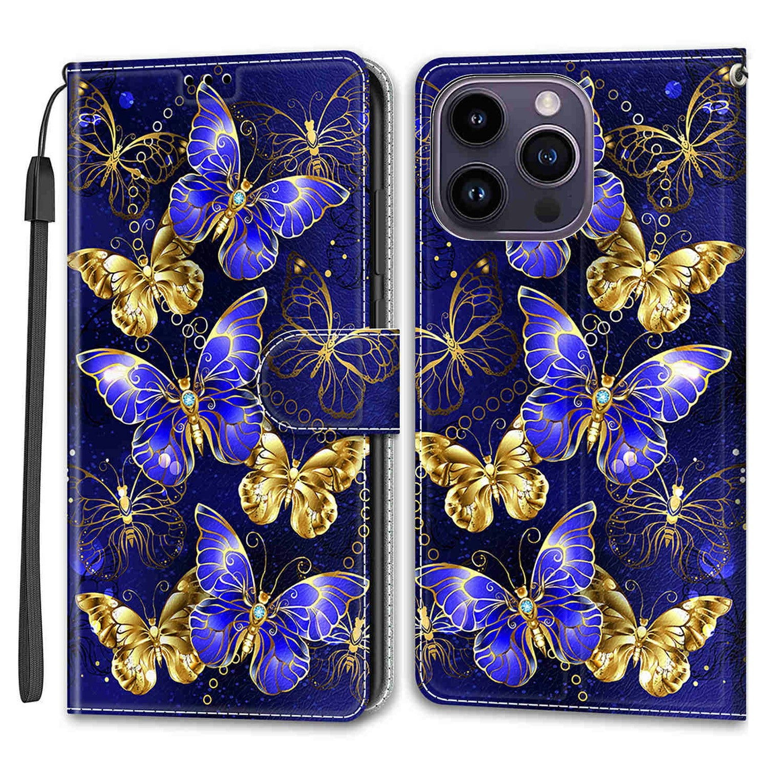 For iPhone 14 Pro Max Pattern Printed Leather Phone Case Card Holder Flip Stand Cover