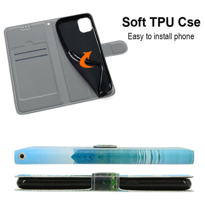 For iPhone 14 Pro Max Pattern Printed Leather Phone Case Card Holder Flip Stand Cover