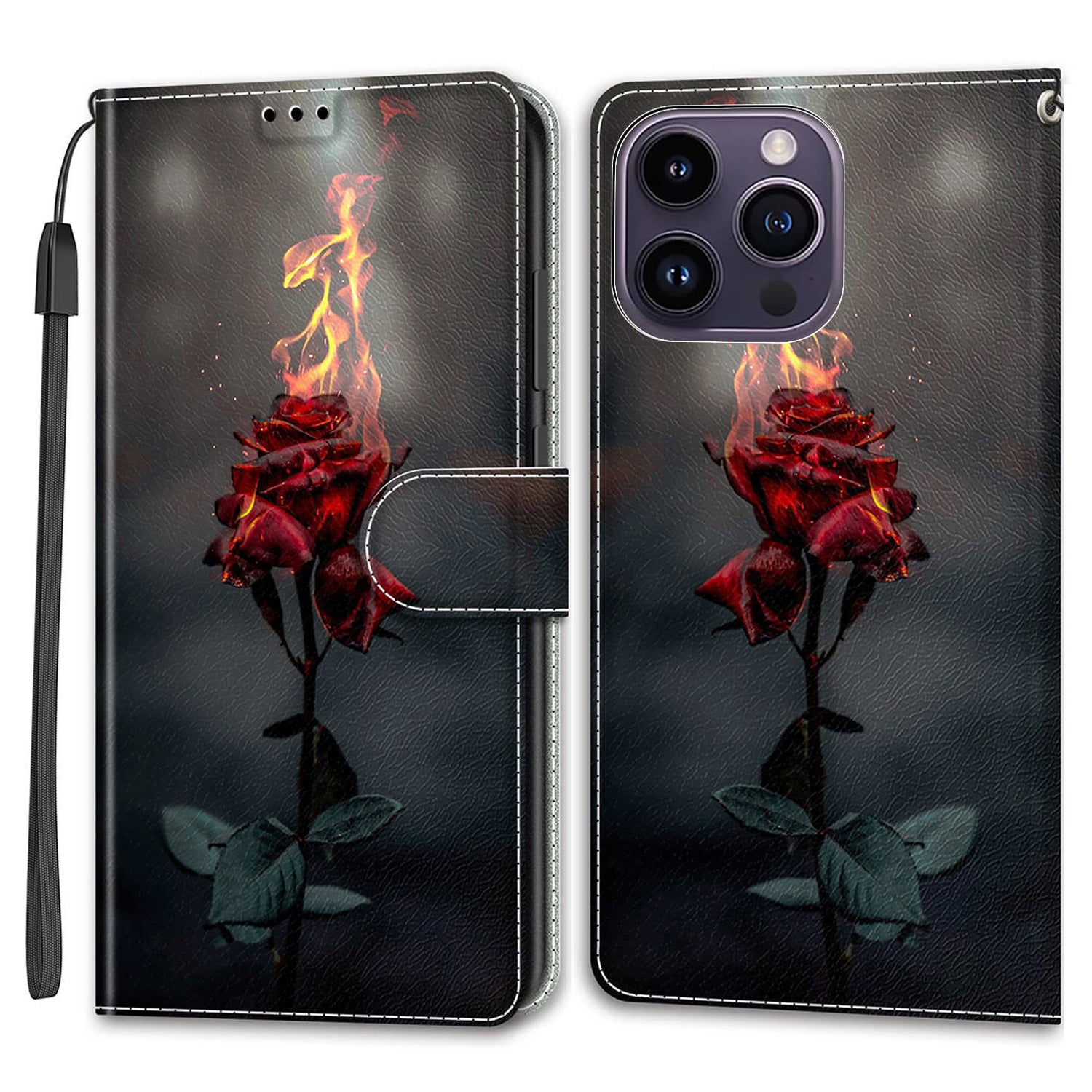 For iPhone 14 Pro Max Pattern Printed Leather Phone Case Card Holder Flip Stand Cover