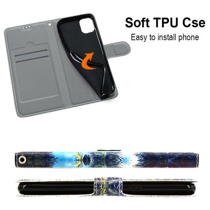 For iPhone 14 Pro Max Pattern Printed Leather Phone Case Card Holder Flip Stand Cover