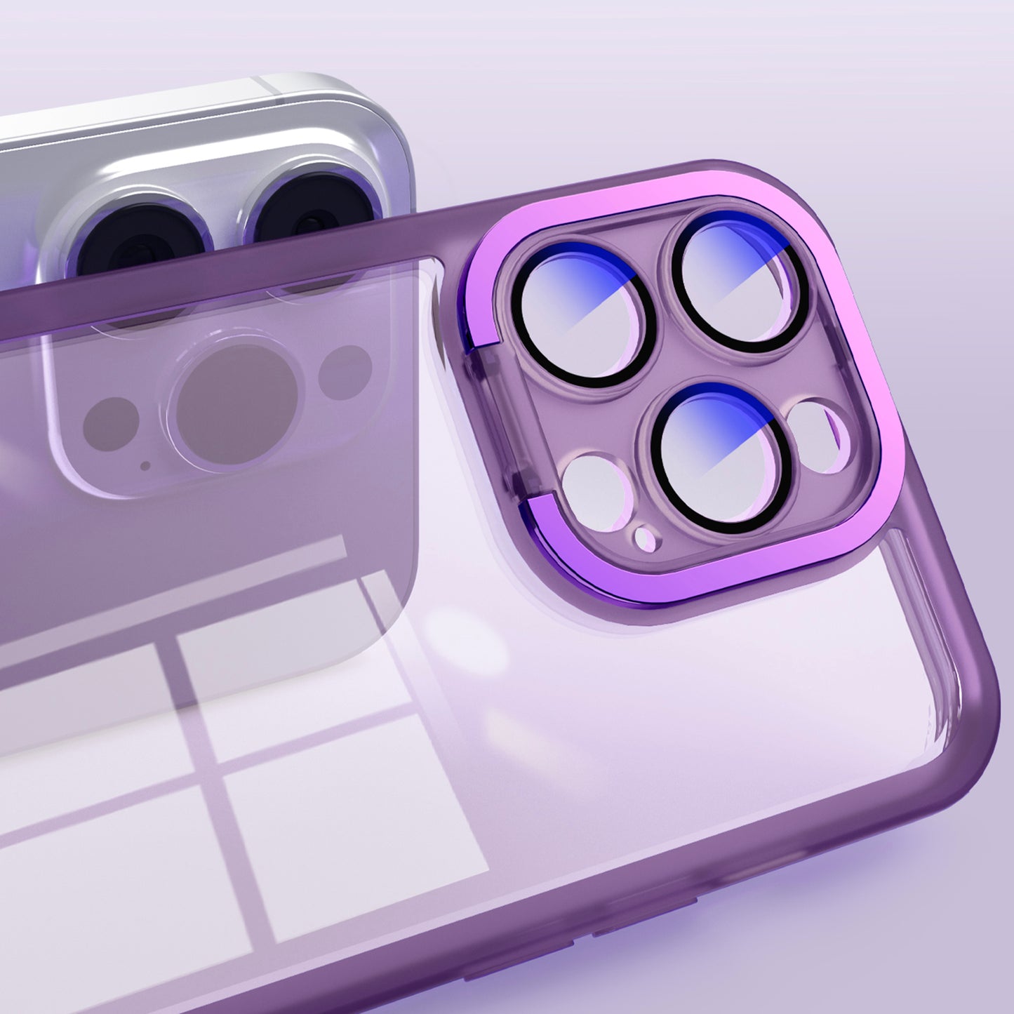 TPU Phone Case for iPhone 12 Pro Max 6.7 inch , Electroplating PC Kickstand Cover with Lens Film